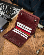 Kožená vínová menší pánská peněženka RFID v krabičce ALWAYS WILD