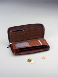 Cavaldi tmavě hnědá dámská peněženka kůže/PU v dárkové krabičce