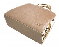 Luxusní kapučínovo-zlatá kroko kabelka do ruky S81 GROSSO