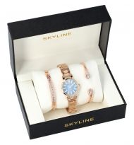 SKYLINE dámská dárková sada růžovo zlaté hodinky s náramky SM0008