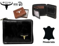 Černá pánská kožená peněženka RFID obvodový zip v krabičce WILD