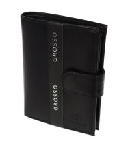 GROSSO Kožená pánská peněženka černá RFID se zápinkou v krabičce