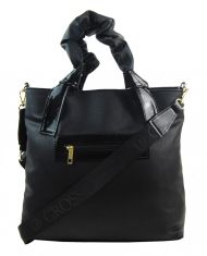 Větší moderní černo-zlatá dámská kabelka s ozdobnými ručkami S681 GROSSO