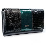 Cavaldi černo-zelená dámská kroko peněženka kůže/PU v dárkové krabičce