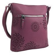 Crossbody dámská kabelka v květovaném designu pastelově fialová 5432-BB