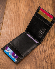 Kožená černá malá tenká peněženka pouze na karty RFID v krabičce ALWAYS WILD