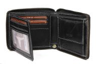 Černá pánská kožená peněženka RFID obvodový zip v krabičce WILD