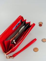 Červená praktická dámská zipová peněženka v dárkové krabičce