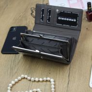 Gregorio Kožená šedo-černá dámská peněženka v dárkové krabičce