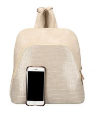 Béžový dámský módní batůžek v kroko designu AM0106