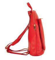 Kožený dámský módní batůžek s čelní kapsou Patrizia Piu tmavě červený