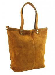 Kožená velká pískově hnědá broušená praktická dámská kabelka