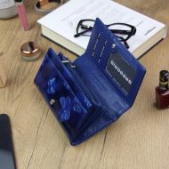 Gregorio Kožená modrá dámská peněženka s motýly v dárkové krabičce