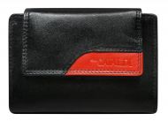 Černo-červená dámská kožená peněženka v krabičce Cavaldi