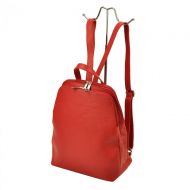 Kožený červený dámský módní batůžek se dvěma oddíly