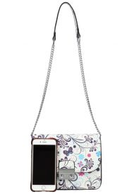 Crossbody dámská kabelka na řetízku v květovaném motivu XS7033 bílá