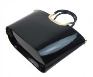 Luxusní kabelka černá lakovaná S7 zlaté kování GROSSO