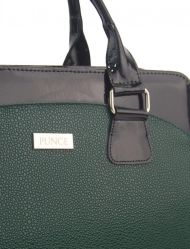 PUNCE LC-01 zelená lakovaná dámská kabelka pro notebook do 15.6 palce