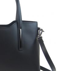 Kožená černá dámská kabelka s červenými ramínky do ruky Maila