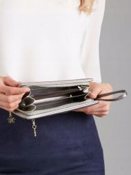 Stříbrná dámská peněženka s obvodovým zipem v krabičce MILANO DESIGN