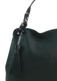 Tmavě zelená moderní kabelka přes rameno s hadími ramínky 4896-BB