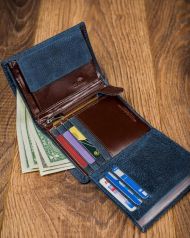 Kožená modrá pánská peněženka RFID v krabičce Forever Young
