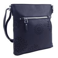 Crossbody dámská kabelka v květovaném designu tmavě modrá 5432-BB
