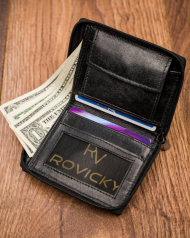 Kožená černá menší pánská peněženka RFID v krabičce ALWAYS WILD