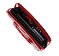 PUNCE LC-01 červená rýhovaná dámská kabelka pro notebook do 15.6 palce