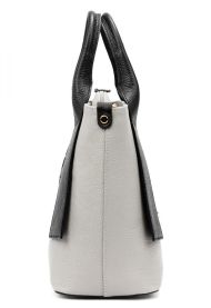 Kožená moderní šedá-černá dámská kabelka do ruky