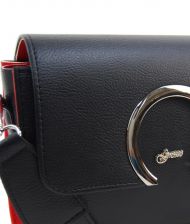 Luxusní dámská matná crossbody kabelka černo-červená KM014 GROSSO
