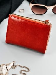 Červená hladká menší dámská peněženka v dárkové krabičce MILANO DESIGN