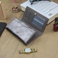 Gregorio Kožená šedá dámská peněženka s motýly v dárkové krabičce