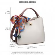 Menší šedo-růžová kabelka do ruky s dekoratívním šátkem Miss Lulu