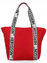 Velká dámská nylonová shopper kabelka přes rameno červená
