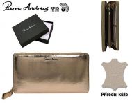 Pierre Andreus Zlatá dámská kožená peněženka RFID v dárkové krabičce