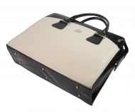 PUNCE LC-01 čokoládovo-béžová dámská kabelka pro notebook do 15.6 palce