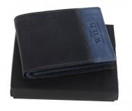 Modrá pánská kožená broušená peněženka v krabičce WILD