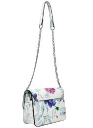 Crossbody dámská kabelka na řetízku v květovaném motivu XS7033 světle šedá