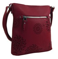 Crossbody dámská kabelka v květovaném designu tmavě červená 5432-BB