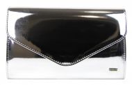 Zrcadlově lesklá stříbrná společenská listová kabelka SP102 GROSSO