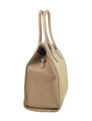 Kapučínová dámská kabelka do ruky v proplétaném stylu 4490-TS