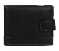 Kožená černá pánská peněženka se zápinkou a červenou nití v krabičce GROSSO