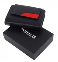 Černo-červená dámská kožená peněženka v krabičce Cavaldi