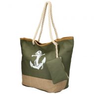 Velká khaki zelená plážová taška s kotvou přes rameno 51383