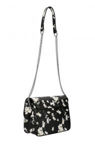 Crossbody dámská kabelka na řetízku v květovaném motivu XS7033 černá