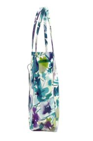 Kožená dámská velká kabelka s motivem květů zelená