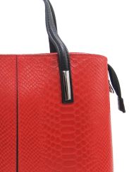 Kožená červená dámská kabelka do ruky v kroko designu Merle