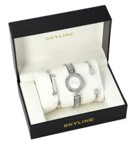 SKYLINE dámská dárková sada stříbrné hodinky s náramky SM0016