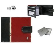 ROVICKY Černo-červená kožená pánská peněženka RFID v krabičce